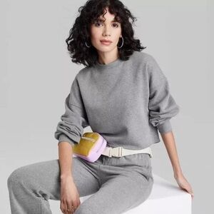 Cropped Gray Crewneck